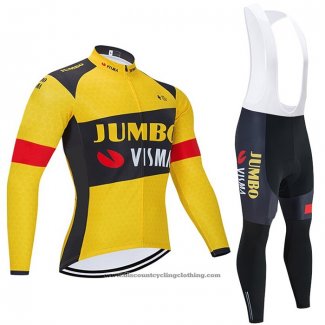 2021 Cycling Jersey Jumbo Visma Yellow Long Sleeve And Bib Tight