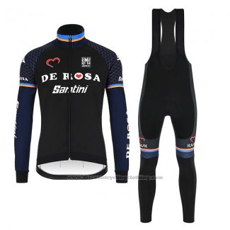 2018 Cycling Jersey DE Rose Black Long Sleeve and Bib Tight