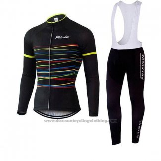 2019 Cycling Jersey Phtxolue Black Yellow Long Sleeve and Bib Tight