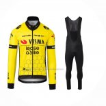 2024 Cycling Jersey Jumbo Visma Yellow Black Long Sleeve And Bib Short