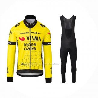 2024 Cycling Jersey Jumbo Visma Yellow Black Long Sleeve And Bib Short