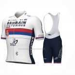 2024 Cycling Jersey Serbian Champion Bahrain Victorious White Red Blue Short Sleeve And Bib Short
