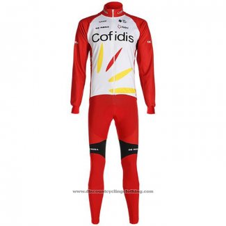 2020 Cycling Jersey Cofidis White Red Long Sleeve And Bib Tight