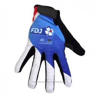 2020 Fdj Full Finger Gloves White Blue Black