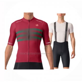 2024 Cycling Jersey Castelli Red Green Short Sleeve And Bib Short