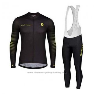 2020 Cycling Jersey Scott Black Yellow Long Sleeve and Bib Tight