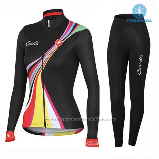 2016 Cycling Jersey Women Castelli Black Long Sleeve and Bib Tight